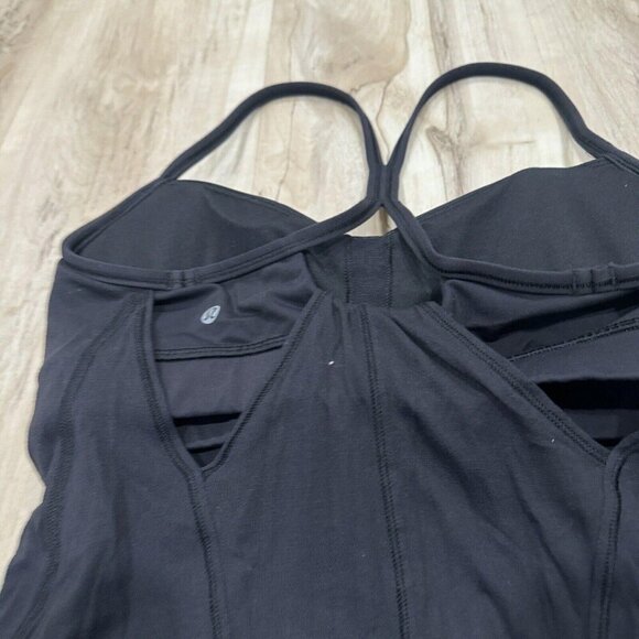 Lululemon Womens 4 Black No Limit Tank Top Built-in Bra Workout Gym Training - Picture 2 of 7